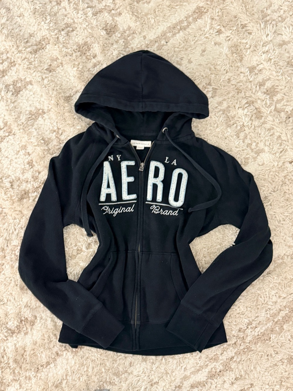 Aeropostale Black Zip-Up Hoodie Jacket